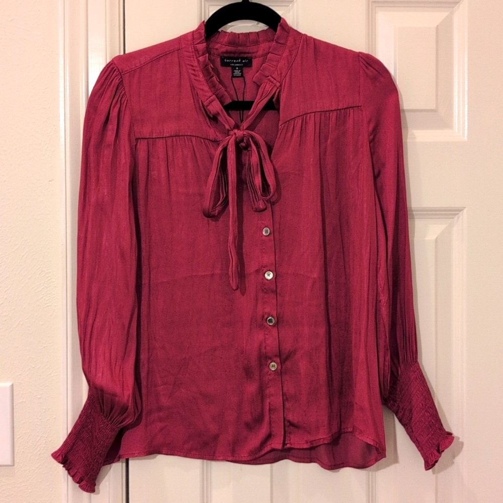 Current Air Purple Shiny Shirt With Bow Size S